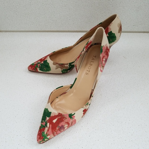 Talbots Shoes - TALBOTS Floral d'Orsay Style Pumps / Kitten Heels